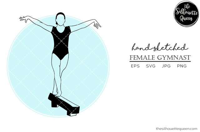 Hand drawn Female Gymnast clipart clip art, logo, cut files for Silhouette Cameo Studio, Cricut Design Space, Svg, Png, Vector Design SVG Loveleen Kaur 