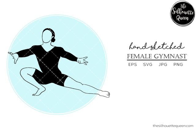 Hand drawn Female Gymnast clipart clip art, logo, cut files for Silhouette Cameo Studio, Cricut Design Space, Svg, Png, Vector Design SVG Loveleen Kaur 