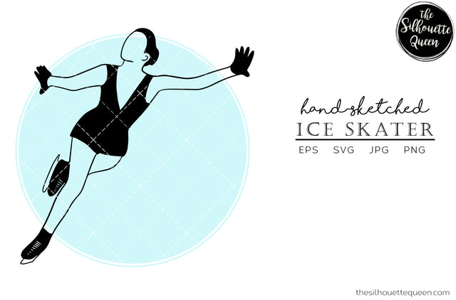 Hand drawn Female Ice Skater clipart clip art, logo, cut files for Silhouette Cameo Studio, Cricut Design Space, Svg, Png, Vector Design SVG Loveleen Kaur 
