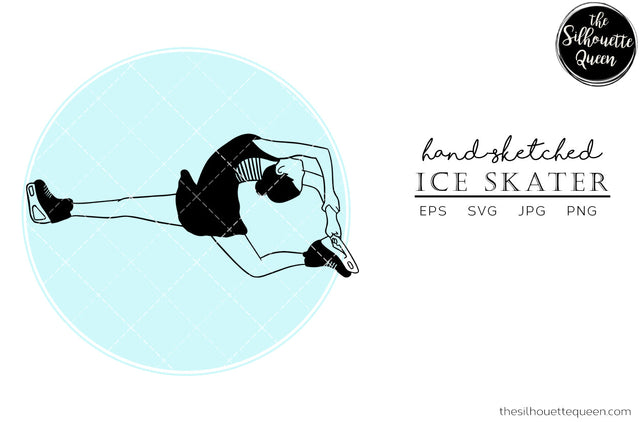 Hand drawn Female Ice Skater clipart clip art, logo, cut files for Silhouette Cameo Studio, Cricut Design Space, Svg, Png, Vector Design SVG Loveleen Kaur 
