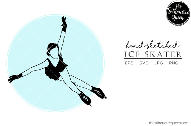 Hand drawn Female Ice Skater clipart clip art, logo, cut files for Silhouette Cameo Studio, Cricut Design Space, Svg, Png, Vector Design SVG Loveleen Kaur 