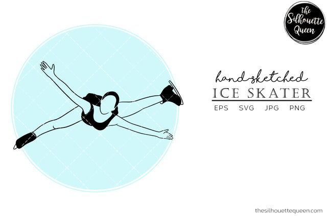 Hand drawn Female Ice Skater clipart clip art, logo, cut files for Silhouette Cameo Studio, Cricut Design Space, Svg, Png, Vector Design SVG Loveleen Kaur 
