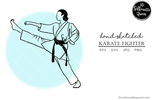 Hand drawn Female Karate Fighter clipart clip art, logo, cut files for Silhouette Cameo Studio, Cricut Design Space, Svg, Png, Vector Design SVG Loveleen Kaur 
