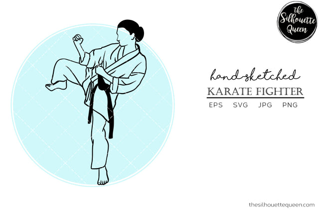 Hand drawn Female Karate Fighter clipart clip art, logo, cut files for Silhouette Cameo Studio, Cricut Design Space, Svg, Png, Vector Design SVG Loveleen Kaur 