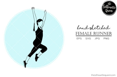 Hand drawn Female Runner clipart clip art, logo, cut files for Silhouette Cameo Studio, Cricut Design Space, Svg, Png, Vector Design SVG Loveleen Kaur 