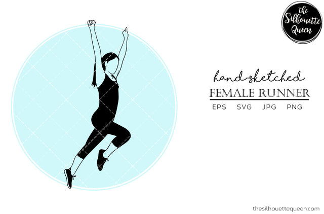 Hand drawn Female Runner clipart clip art, logo, cut files for Silhouette Cameo Studio, Cricut Design Space, Svg, Png, Vector Design SVG Loveleen Kaur 