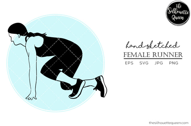 Hand drawn Female Runner Side clipart clip art, logo, cut files for Silhouette Cameo Studio, Cricut Design Space, Svg, Png, Vector Design SVG Loveleen Kaur 