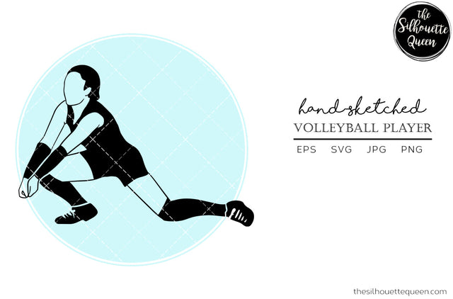 Hand drawn Female Volleyball Player clipart clip art, logo, cut files for Silhouette Cameo Studio, Cricut Design Space, Svg, Png, Vector SVG Loveleen Kaur 