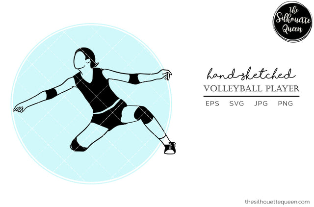 Hand drawn Female Volleyball Player clipart clip art, logo, cut files for Silhouette Cameo Studio, Cricut Design Space, Svg, Png, Vector SVG Loveleen Kaur 