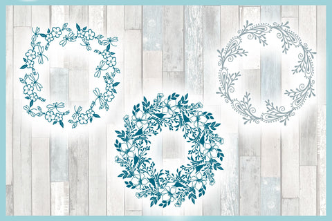 Hand Drawn Floral Wreath Bundle SVG SVG SVGcraze 