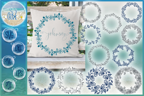 Hand Drawn Floral Wreath Bundle SVG SVG SVGcraze 