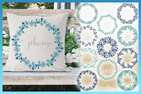 Hand Drawn Floral Wreath Bundle SVG SVG SVGcraze 