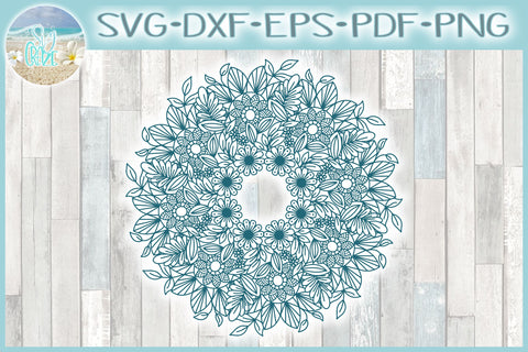 Hand Drawn Flower Floral Leaves Mandala Zentangle SVG SVG Harbor Grace Designs 
