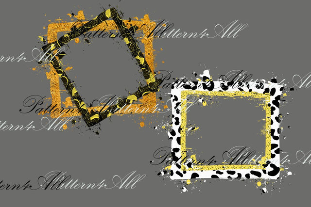 Hand drawn Frame Set,Paint Splatter Frame Black and Gold , Paint splatters, bleached shirts digital download,Printable Artwork ,Digital File Sublimation ArtStudio 
