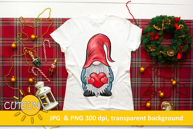 Hand drawn Gnome with a Heart sublimation design Sublimation CutsunSVG 