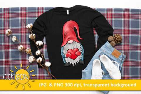 Hand drawn Gnome with a Heart sublimation design Sublimation CutsunSVG 