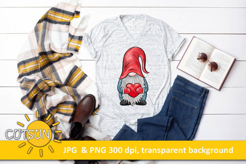 Hand drawn Gnome with a Heart sublimation design Sublimation CutsunSVG 