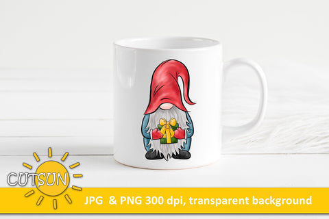 Hand drawn Gnome with a Present sublimation design Sublimation CutsunSVG 