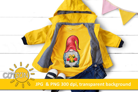 Hand drawn Gnome with a Present sublimation design Sublimation CutsunSVG 