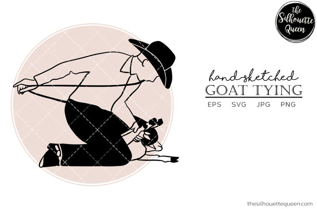 Hand drawn Goat Tying clipart clip art, logo, cut files for Silhouette Cameo Studio, Cricut Design Space, Svg, Png, Vector Design SVG Loveleen Kaur 