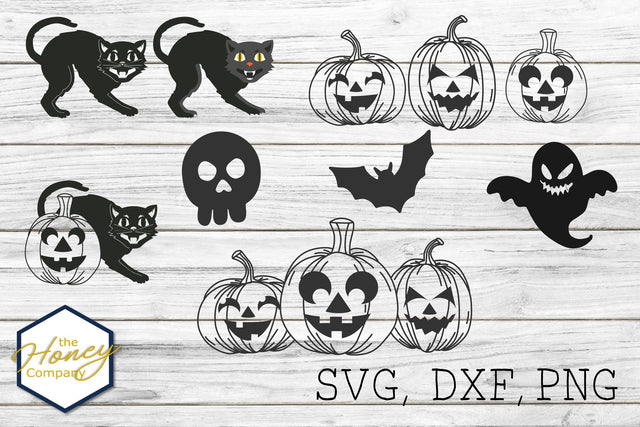 Hand Drawn Halloween SVG PNG DXF Bundle Cut File Laser Files SVG The Honey Company 