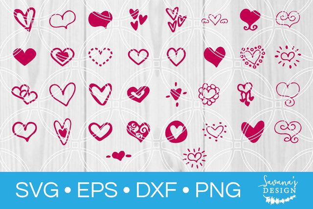Hand Drawn Heart Bundle SVG SavanasDesign 
