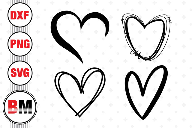 Hand Drawn Heart SVG, PNG, DXF Files SVG BMDesign 