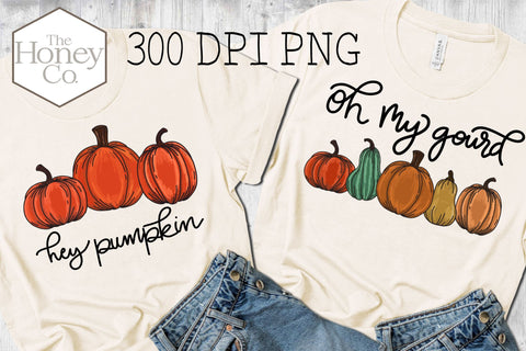 Hand Drawn Hey Pumpkin Oh My Gourd Color Sublimation Print File SVG The Honey Company 