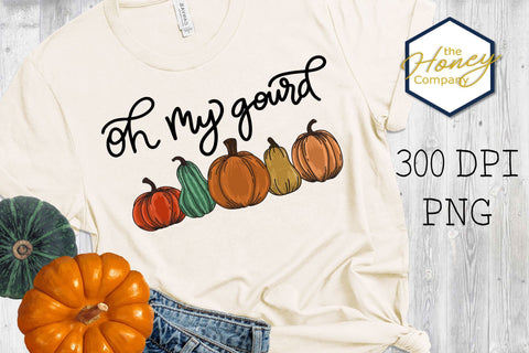 Hand Drawn Hey Pumpkin Oh My Gourd Color Sublimation Print File SVG The Honey Company 
