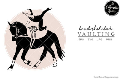 Hand drawn Horse sports Vaulting clipart clip art, logo, cut files for Silhouette Cameo Studio, Cricut Design Space, Svg, Png, Vector Design SVG Loveleen Kaur 