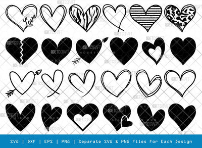 Hand Drawn Love SVG Cut Files | Love Silhouette | Heart Svg | Open Heart Svg | Sketch Heart Svg | Hand Drawn Svg | Love Bundle SVG ETC Craft 