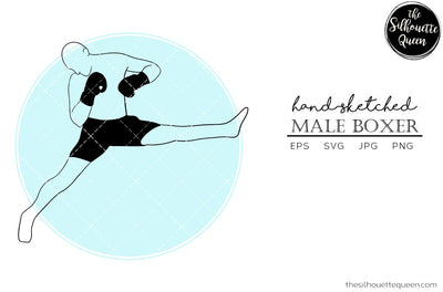 Hand drawn Male Boxer clipart clip art, logo, cut files for Silhouette Cameo Studio, Cricut Design Space, Svg, Png, Vector Design SVG Loveleen Kaur 