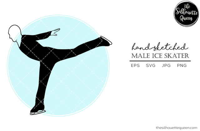 Hand drawn Male Ice Skater clipart clip art, logo, cut files for Silhouette Cameo Studio, Cricut Design Space, Svg, Png, Vector Design SVG Loveleen Kaur 