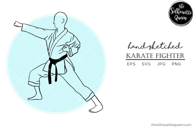 Hand drawn Male Karate Fighter clipart clip art, logo, cut files for Silhouette Cameo Studio, Cricut Design Space, Svg, Png, Vector Design SVG Loveleen Kaur 
