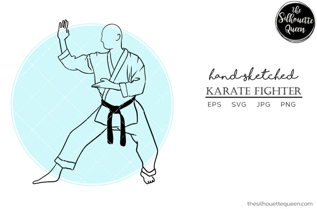 Hand drawn Male Karate Fighter clipart clip art, logo, cut files for Silhouette Cameo Studio, Cricut Design Space, Svg, Png, Vector Design SVG Loveleen Kaur 