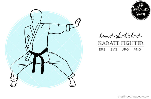 Hand drawn Male Karate Fighter clipart clip art, logo, cut files for Silhouette Cameo Studio, Cricut Design Space, Svg, Png, Vector Design SVG Loveleen Kaur 
