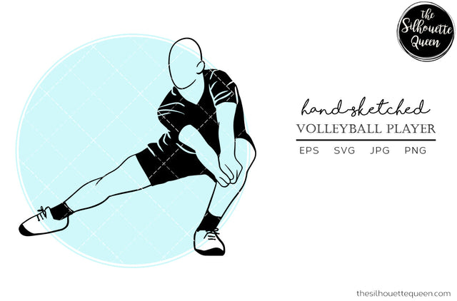 Hand drawn Male Volleyball Player clipart clip art, logo, cut files for Silhouette Cameo Studio, Cricut Design Space, Svg, Png,Vector Design SVG Loveleen Kaur 
