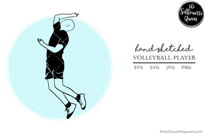 Hand drawn Male Volleyball Player clipart clip art, logo, cut files for Silhouette Cameo Studio, Cricut Design Space, Svg, Png,Vector Design SVG Loveleen Kaur 