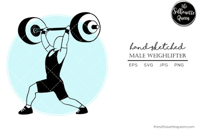 Hand drawn Male Weightlifter clipart clip art, logo, cut files for Silhouette Cameo Studio, Cricut Design Space, Svg, Png, Vector Design SVG Loveleen Kaur 