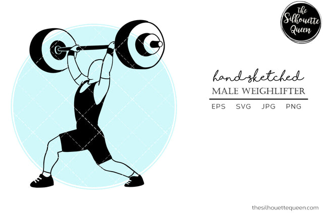 Hand drawn Male Weightlifter clipart clip art, logo, cut files for Silhouette Cameo Studio, Cricut Design Space, Svg, Png, Vector Design SVG Loveleen Kaur 
