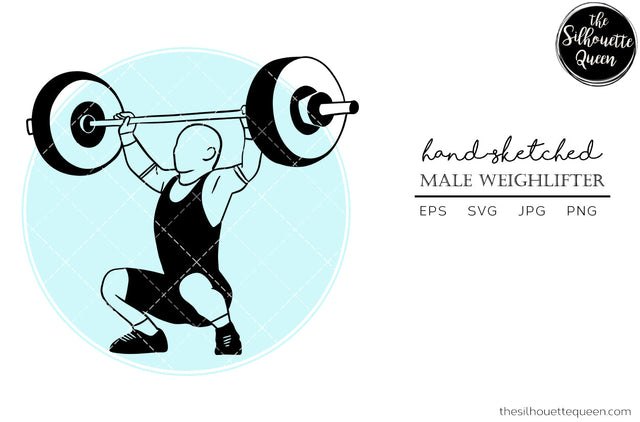 Hand drawn Male Weightlifter clipart clip art, logo, cut files for Silhouette Cameo Studio, Cricut Design Space, Svg, Png, Vector Design SVG Loveleen Kaur 