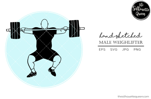 Hand drawn Male Weightlifter clipart clip art, logo, cut files for Silhouette Cameo Studio, Cricut Design Space, Svg, Png, Vector Design SVG Loveleen Kaur 
