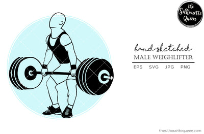 Hand drawn Male Weightlifter clipart clip art, logo, cut files for Silhouette Cameo Studio, Cricut Design Space, Svg, Png, Vector Design SVG Loveleen Kaur 