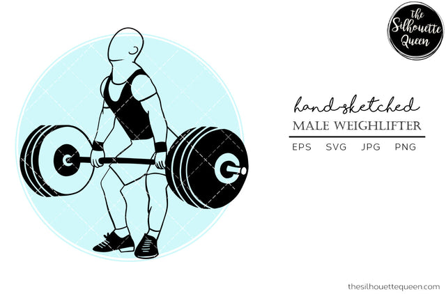 Hand drawn Male Weightlifter clipart clip art, logo, cut files for Silhouette Cameo Studio, Cricut Design Space, Svg, Png, Vector Design SVG Loveleen Kaur 