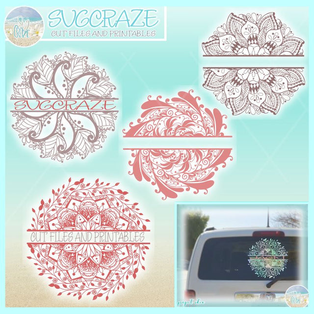 Hand Drawn Mandala Zentangle Split Frame Bundle SVG SVG SVGcraze