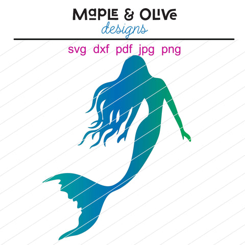 Hand Drawn Mermaid SVG Cut File | Design for Cricut | Cut file for Silhouette | Mermaid Party Decoration SVG Maple & Olive Designs 