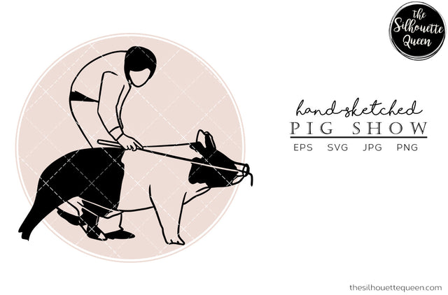 Hand drawn Pig Show clipart clip art, logo, cut files for Silhouette Cameo Studio, Cricut Design Space, Svg, Png, Vector Design SVG Loveleen Kaur 