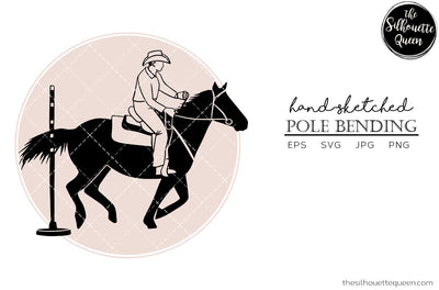 Hand drawn Pole Bending clipart clip art, logo, cut files for Silhouette Cameo Studio, Cricut Design Space, Svg, Png, Vector Design SVG Loveleen Kaur 