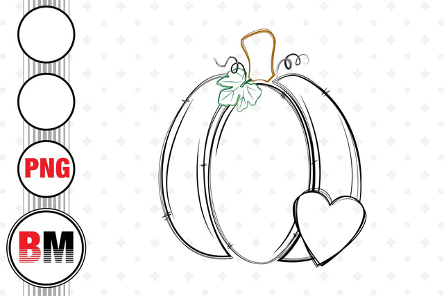 Hand Drawn Pumpkin PNG Files Sublimation BMDesign 