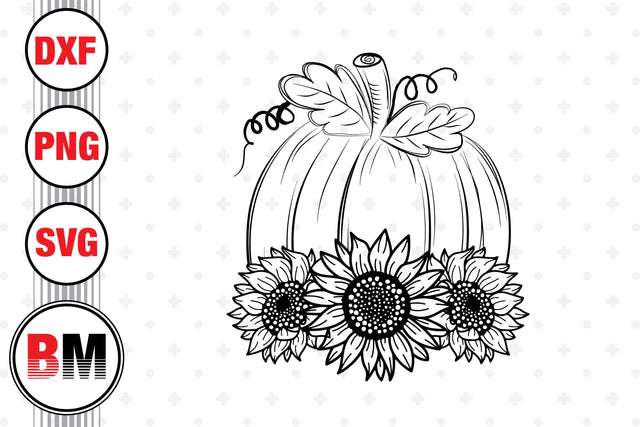 Hand Drawn Pumpkin Sunflower SVG, PNG, DXF Files SVG BMDesign 